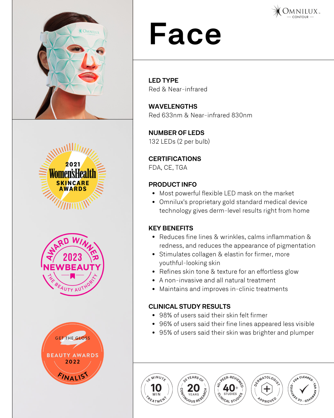 Omnilux Contour Face - Red and near-infrared LED light therapy device